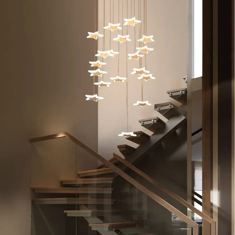 New Creative Star LED Staircase Chandelier – Modern Decorative Indoor Lighting