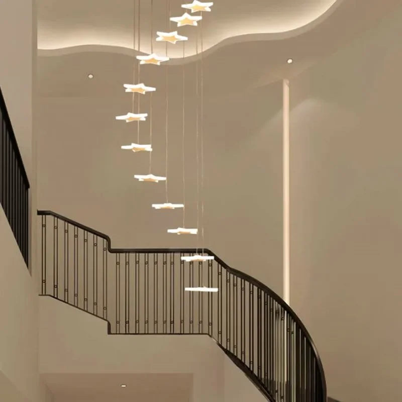 New Creative Star LED Staircase Chandelier – Modern Decorative Indoor Lighting