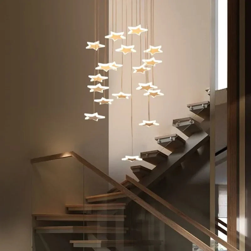 New Creative Star LED Staircase Chandelier – Modern Decorative Indoor Lighting