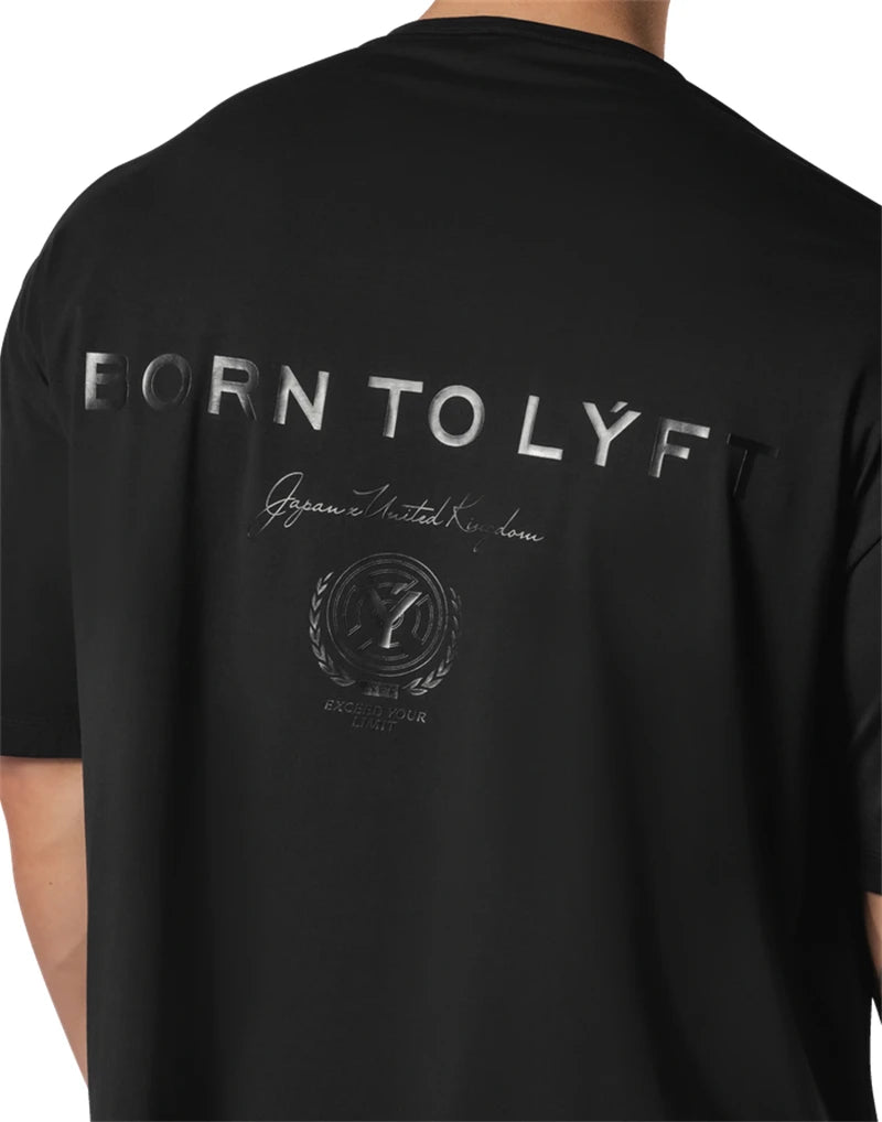 New Black Letter Print Men's Oversized T-Shirt Gym Wear Fashion