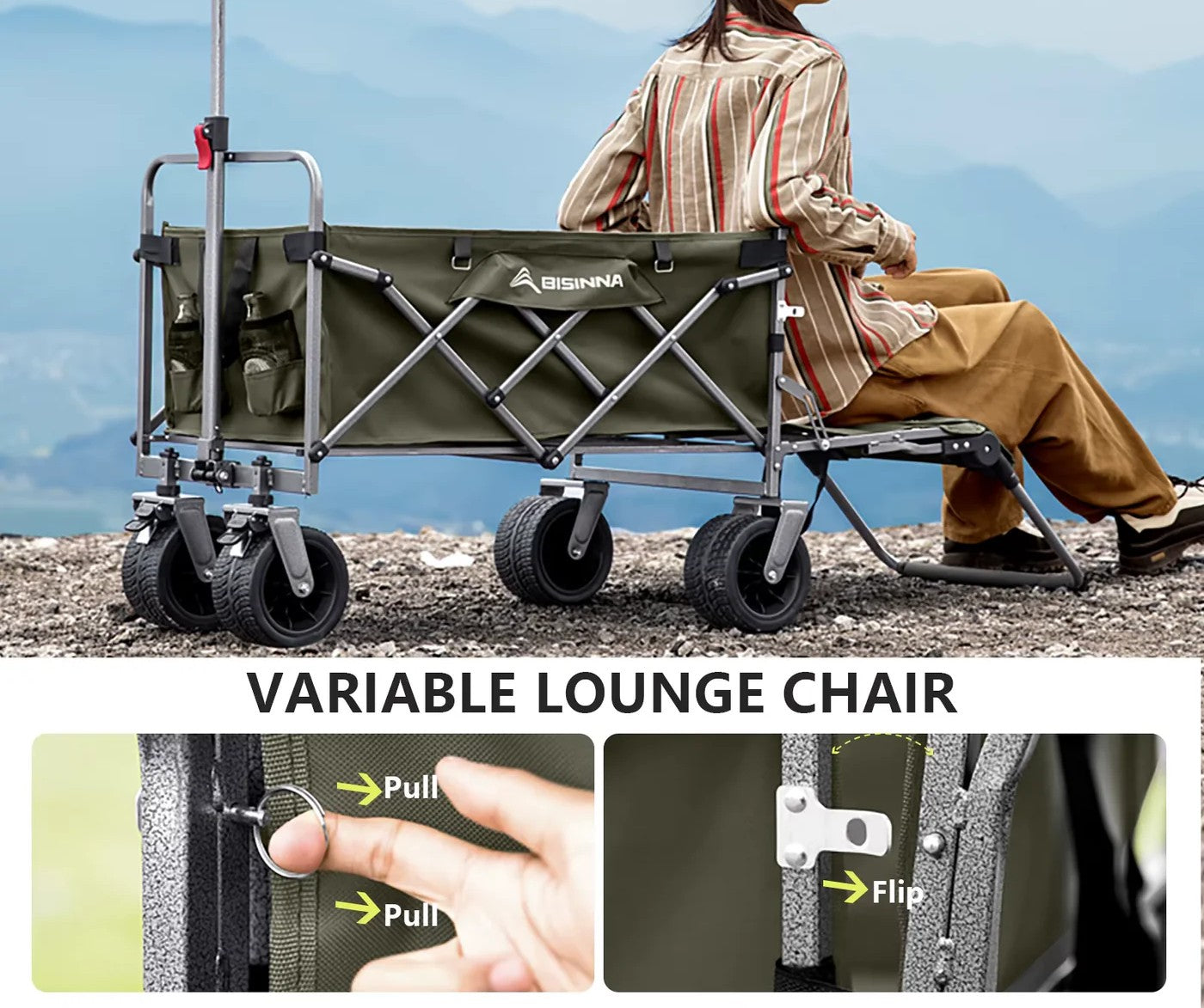 New Large Capacity Outdoor Folding Cart Travel and Camping Equipment