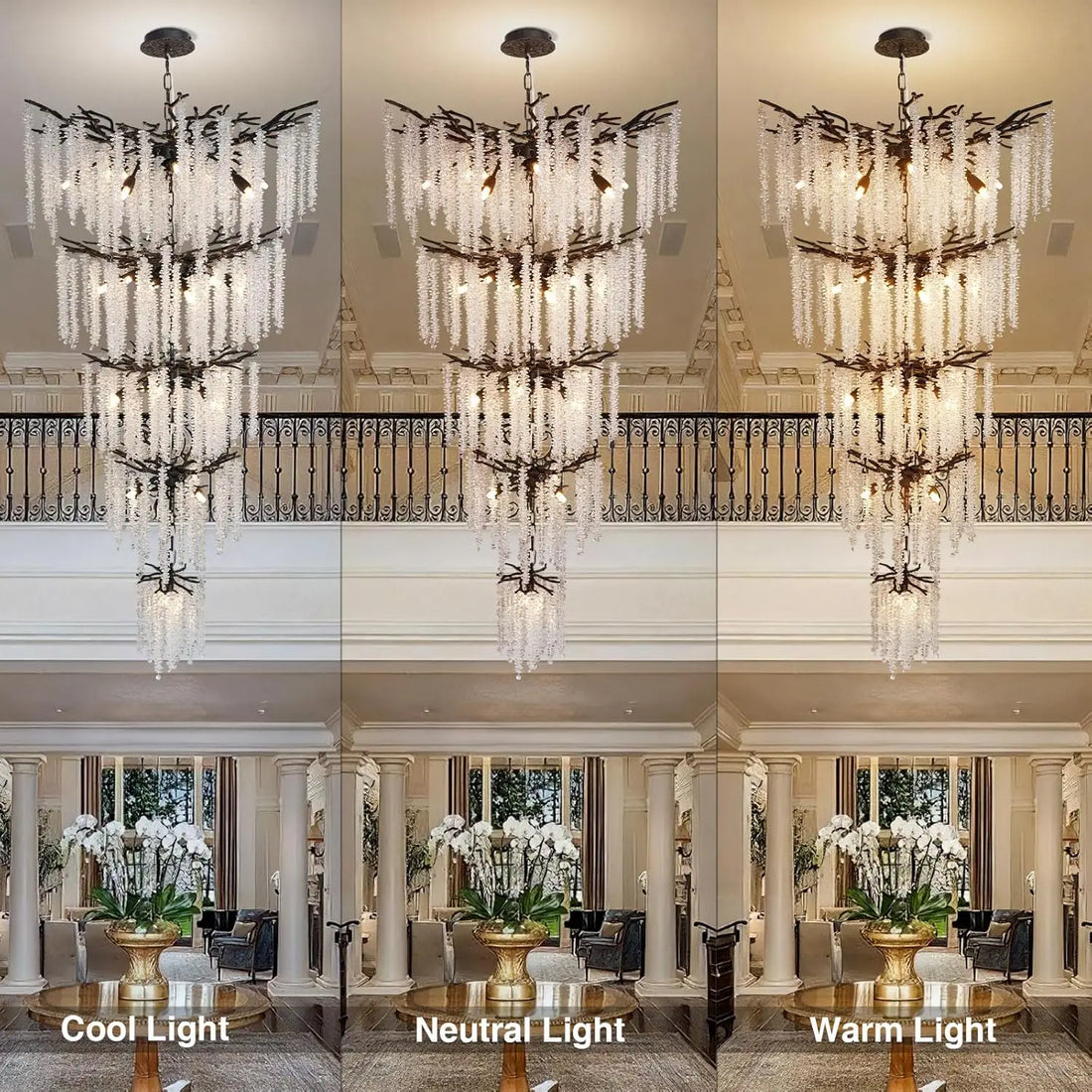 Large Crystal Staircase Loft Chandelier | High Ceiling Entryway Crystal Hanging Light