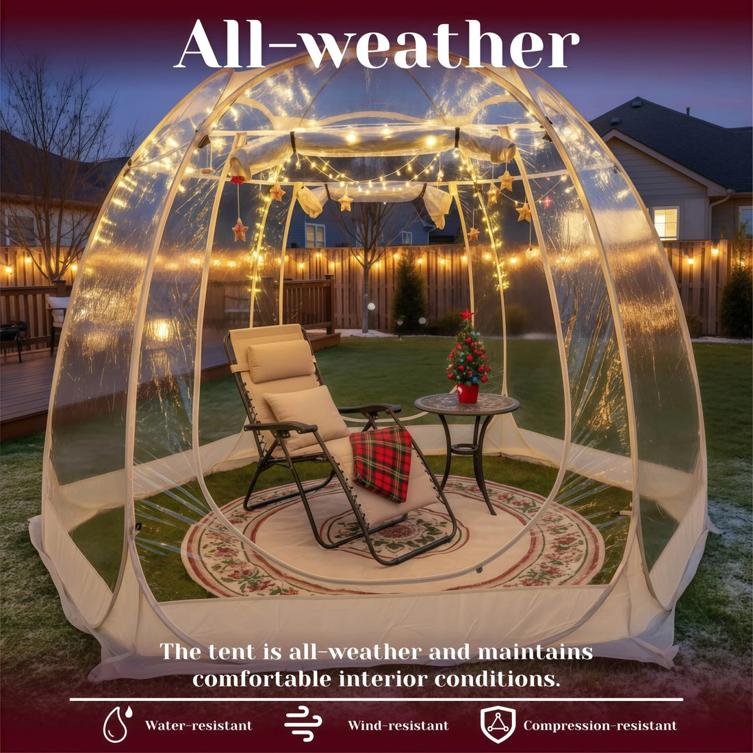 New Large Instant Pop-Up Bubble Tent – Weatherproof Outdoor Igloo Shelter