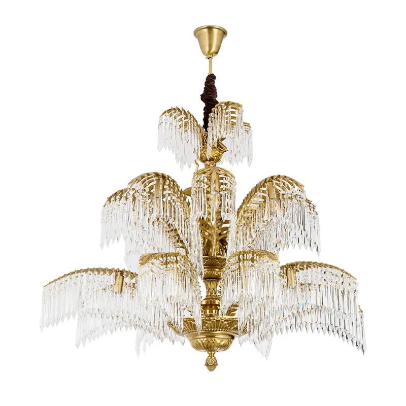 Luxury Crystal Palm Tree Chandelier – Golden Bronze Statement Lighting