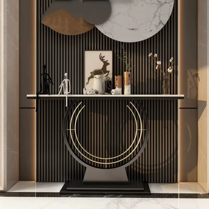 Luxury Nordic Golden Porch Table – Modern Minimalist Entryway Console Table