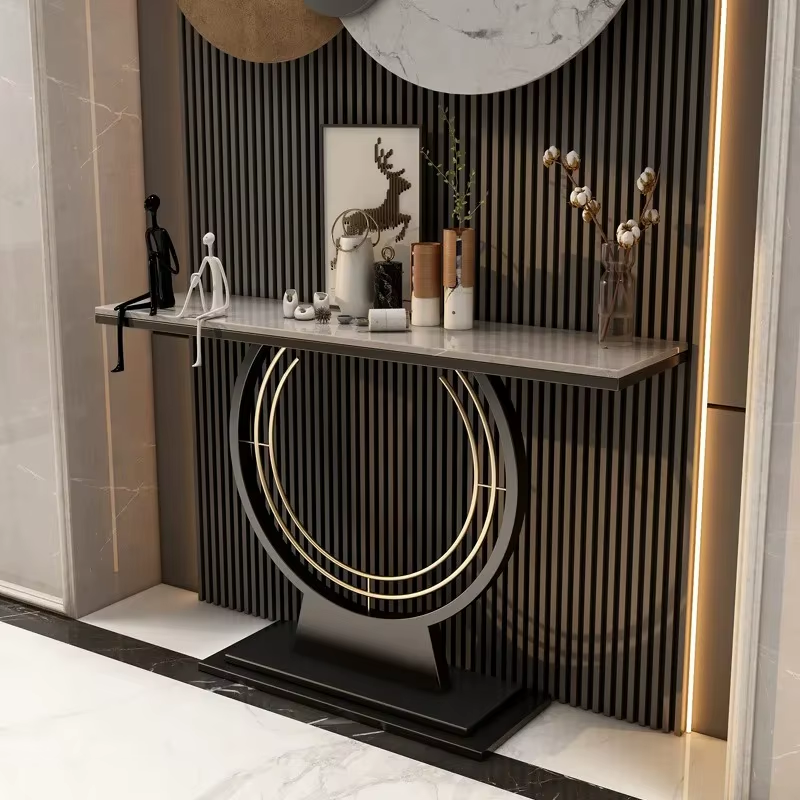 Luxury Nordic Golden Porch Table – Modern Minimalist Entryway Console Table
