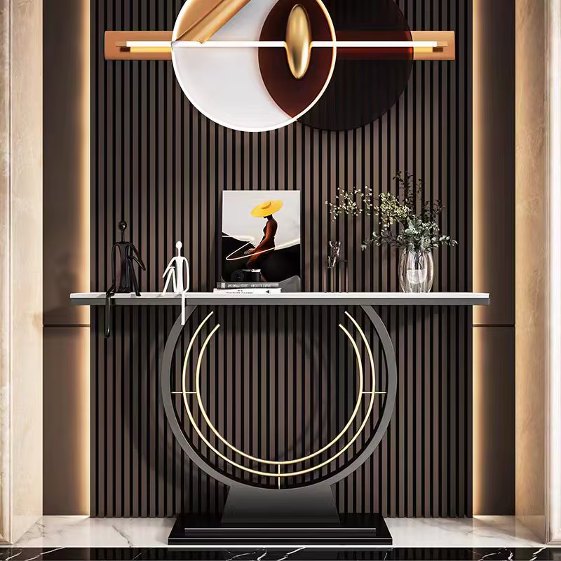 Luxury Nordic Golden Porch Table – Modern Minimalist Entryway Console Table