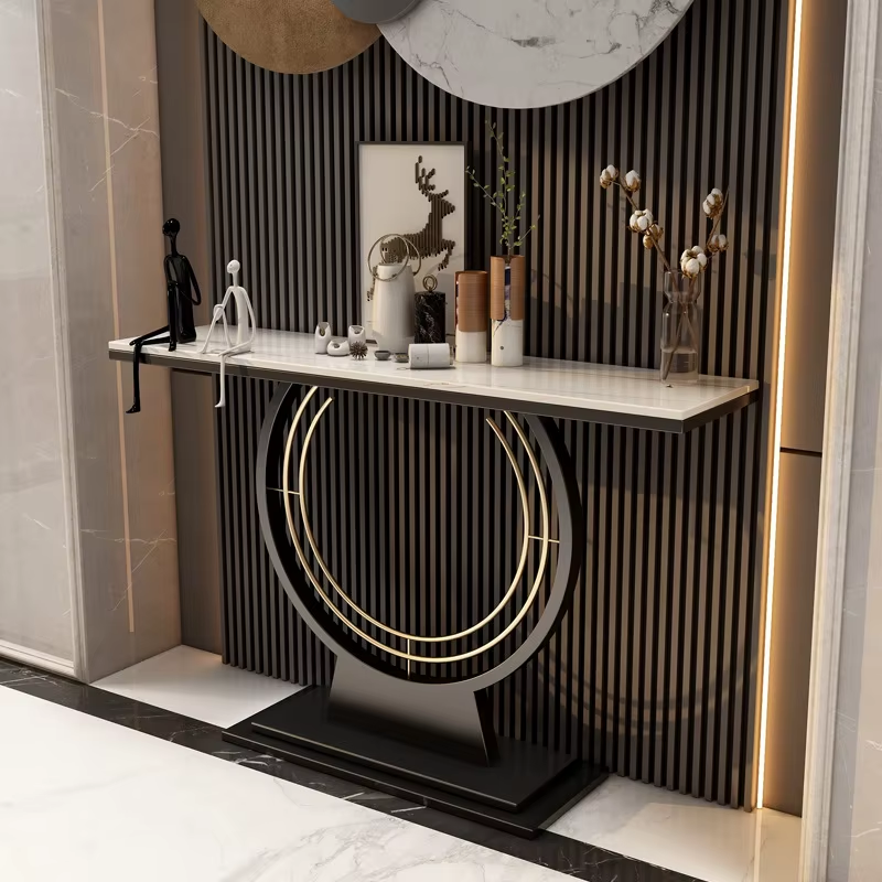 Luxury Nordic Golden Porch Table – Modern Minimalist Entryway Console Table
