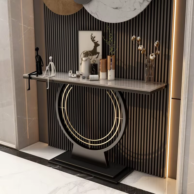 Luxury Nordic Golden Porch Table – Modern Minimalist Entryway Console Table