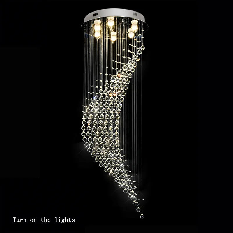 Luxury LED Crystal Spiral Staircase Chandelier – Modern Hanging Ceiling Light