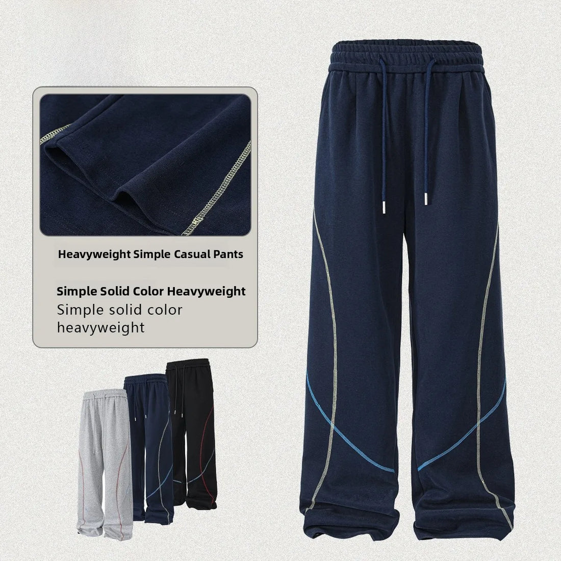 New Unisex Loose Fit Sport Pants – American Style Spliced Multi-Pocket Casual Trousers