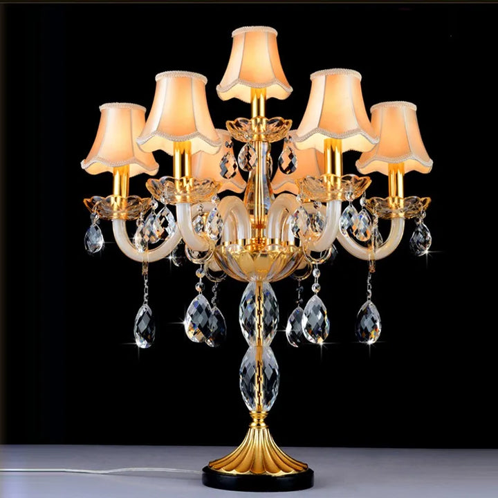 Luxurious Golden European Crystal Table Lamp – LED Decorative Lighting