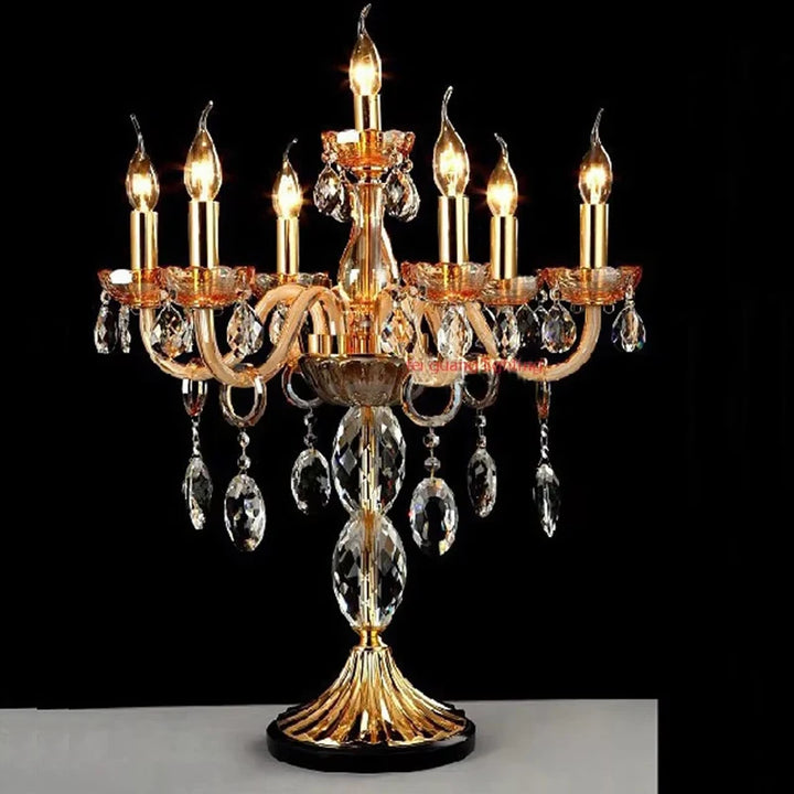 Luxurious Golden European Crystal Table Lamp – LED Decorative Lighting
