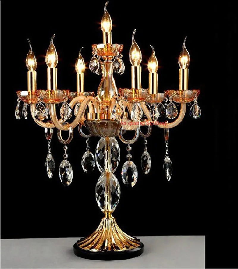 Luxurious Golden European Crystal Table Lamp – LED Decorative Lighting