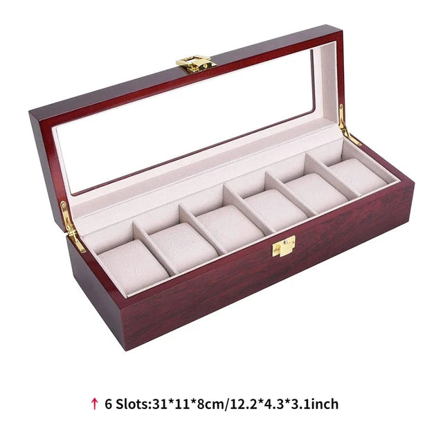 Luxury Wooden Watch Box 1/2/3/5/6/10/12 Grids Watch Organizers 6 Slots Wood Holder Boxes for Men Women Watches Jewelry Display