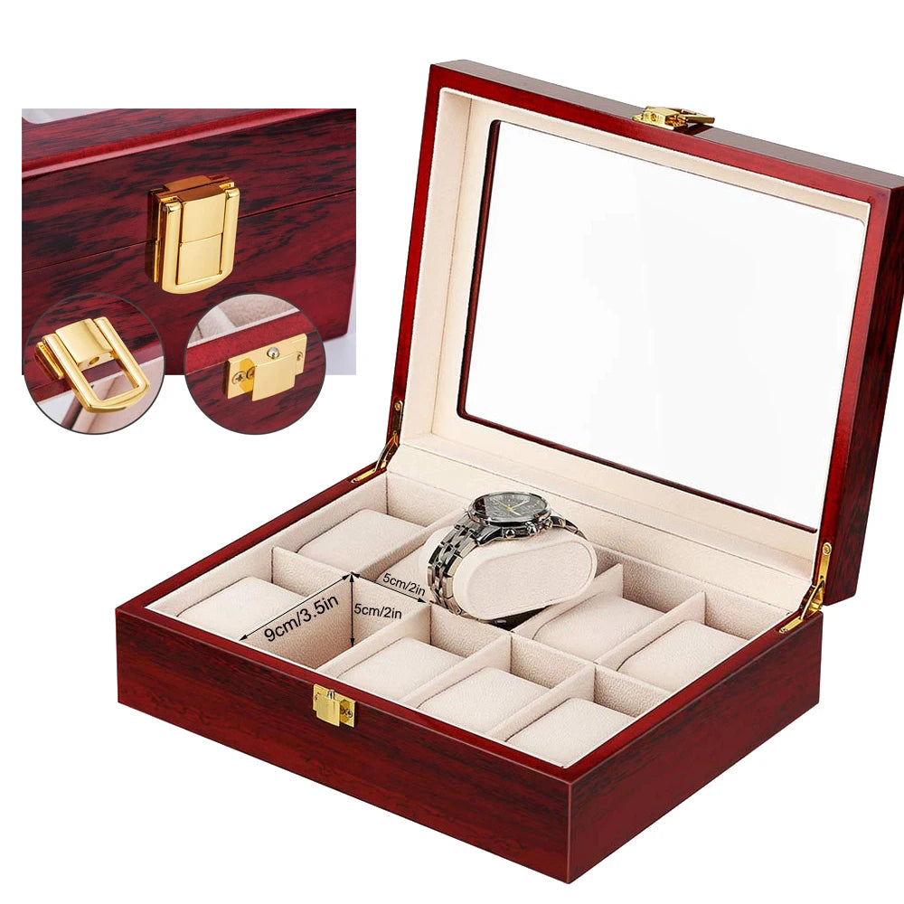 Luxury Wooden Watch Box 1/2/3/5/6/10/12 Grids Watch Organizers 6 Slots Wood Holder Boxes for Men Women Watches Jewelry Display