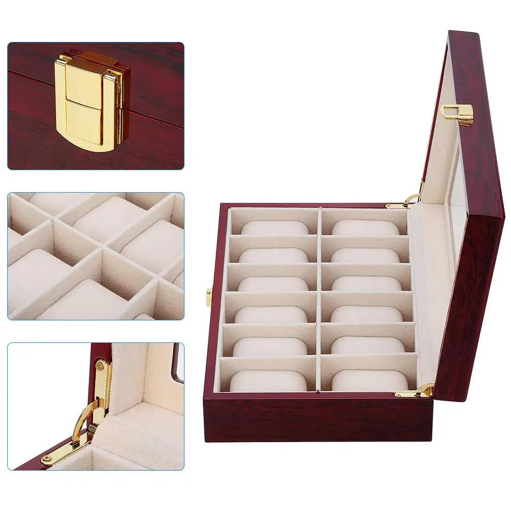 Luxury Wooden Watch Box 1/2/3/5/6/10/12 Grids Watch Organizers 6 Slots Wood Holder Boxes for Men Women Watches Jewelry Display