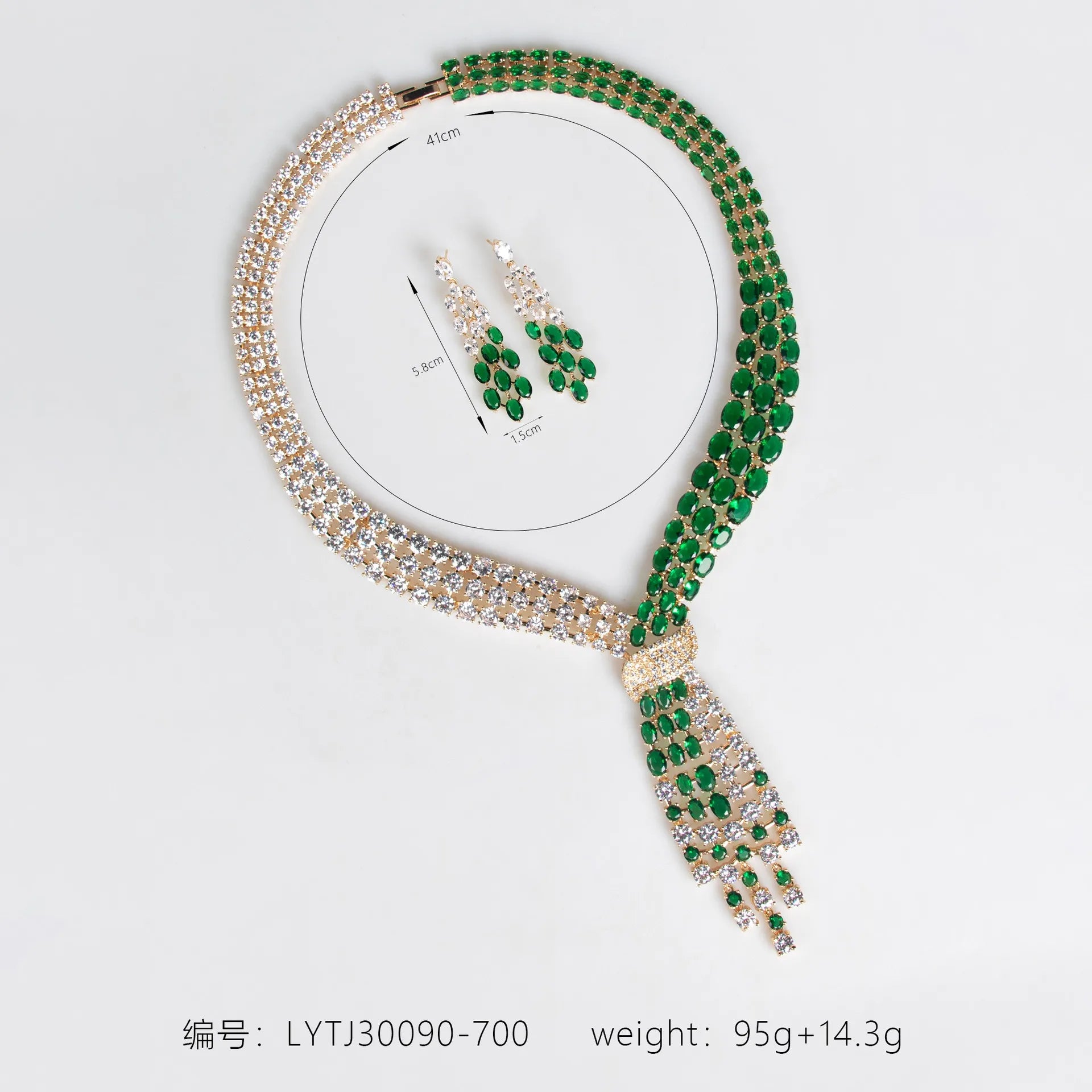 Luxury 2-Piece Cubic Zirconia Tassel Bridal Jewellery Set