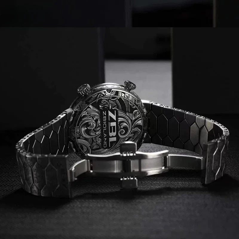 Luxury 3D King Mechanical Couple Watch – Intricate Engraved Design with Moving Details