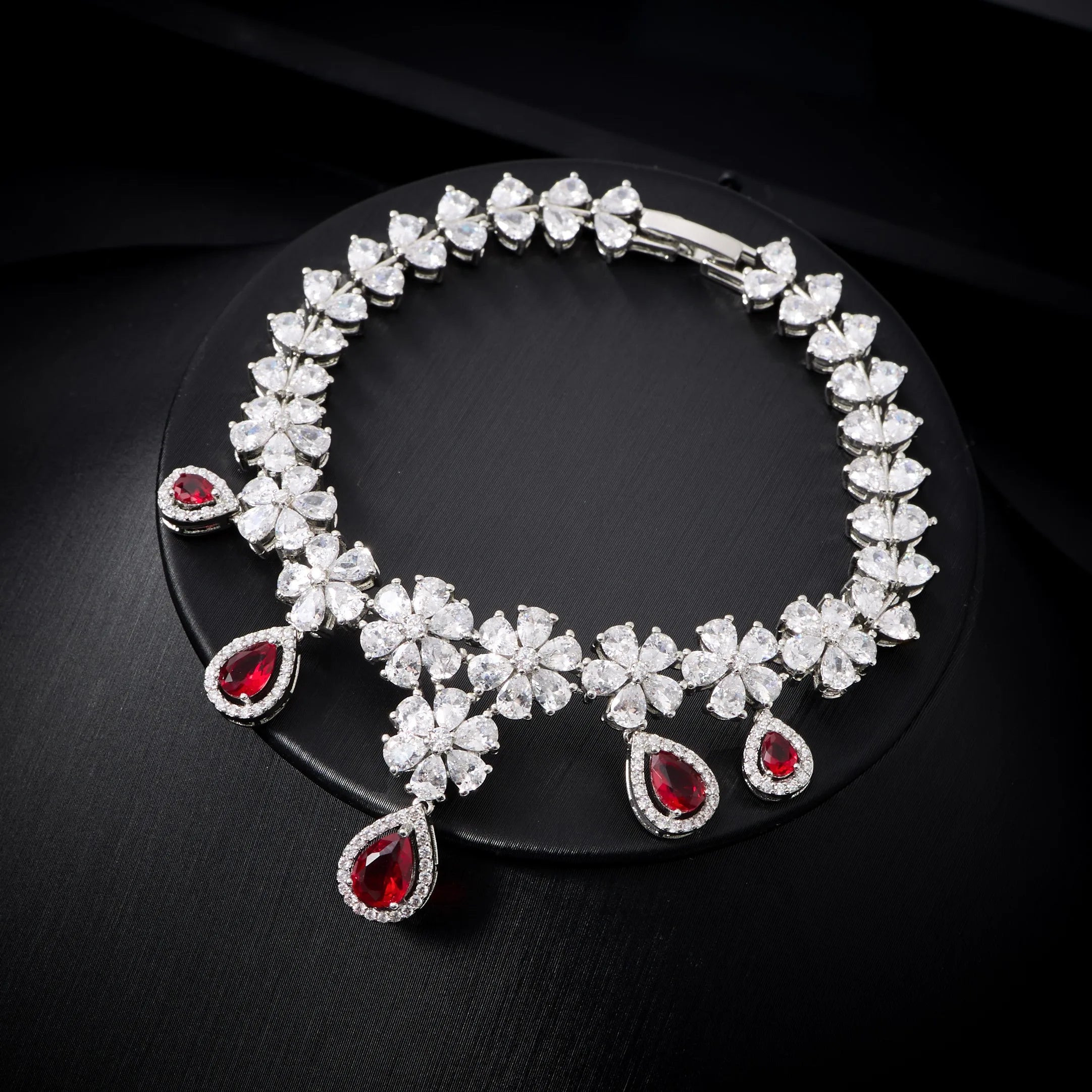 Luxury 4-Piece Water Drop Cubic Zirconia Bridal Jewelry Set for Women