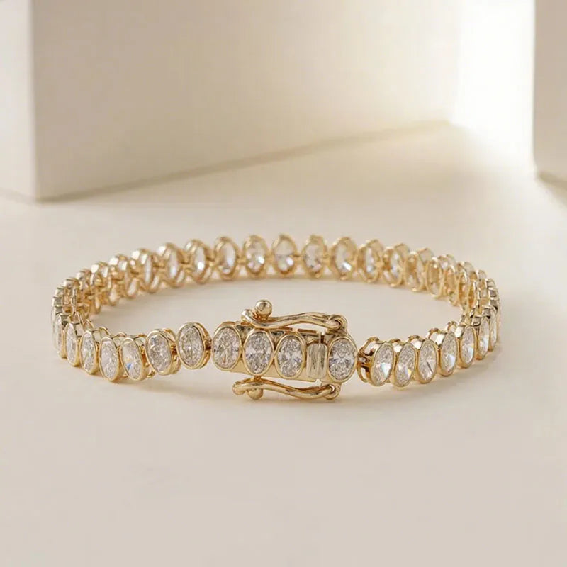 Luxury 7.26 CTW Oval Lab Grown Diamond Tennis Bracelet for Women