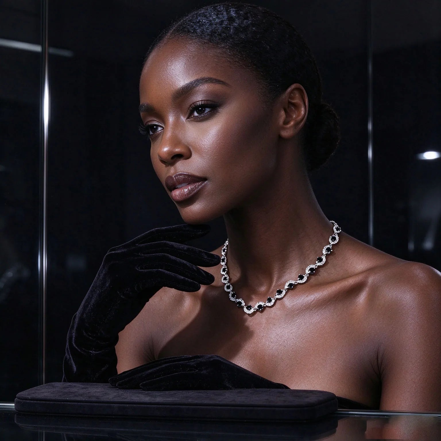 Luxury Black Necklace, Earrings & Bracelet Set for Women | Elegant Wedding Bridal Party Jewellery