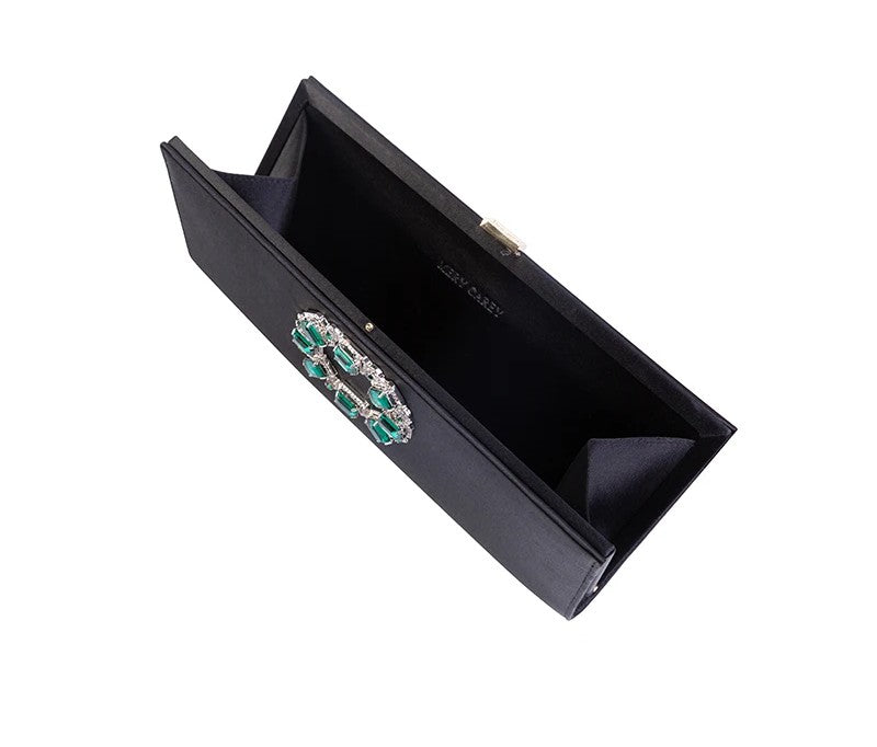 Luxury Black Silk Diamond Clutch Bag for Women – Elegant Evening, Wedding Handbag