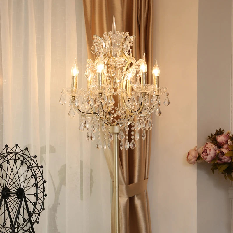 Luxury Crystal Floor Lamp – Vintage Retro LED Lighting