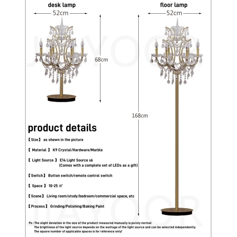 Luxury Crystal Floor Lamp – Vintage Retro LED Lighting