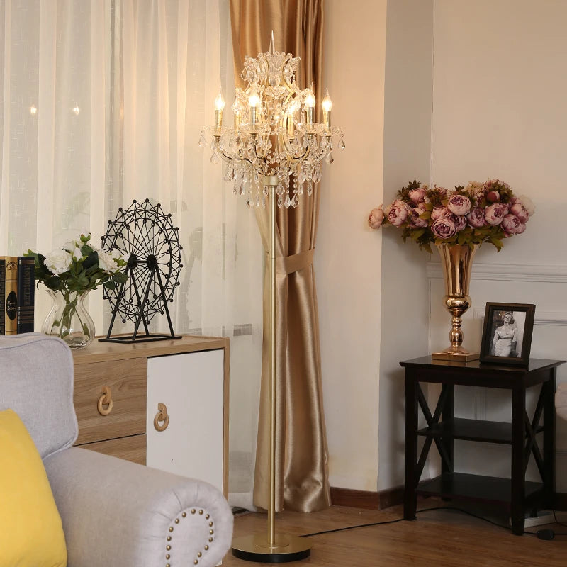 Luxury Crystal Floor Lamp – Vintage Retro LED Lighting