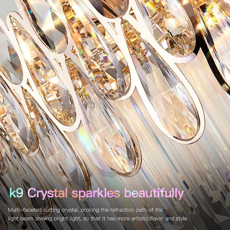 Luxury Crystal Staircase Chandelier – Modern Duplex Villa Lighting