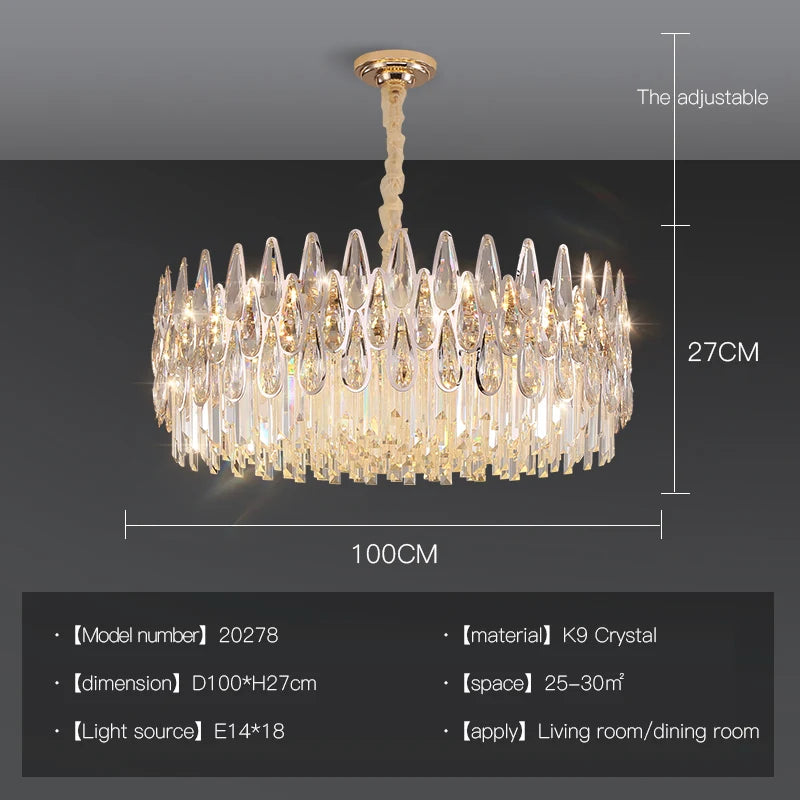 Luxury Crystal Staircase Chandelier – Modern Duplex Villa Lighting