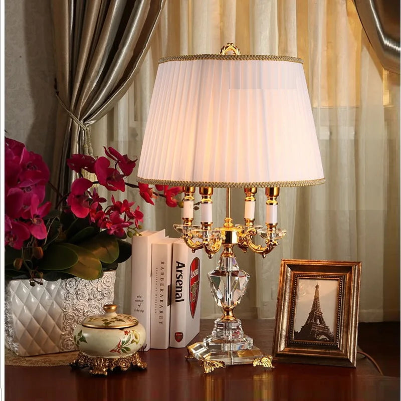 Luxury Crystal Table Lamp – Elegant Bedroom & Hotel Bedside Lighting