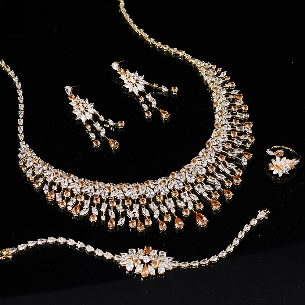 Luxury Cubic Zirconia Bridal Jewellery Set for Women Wedding Necklace