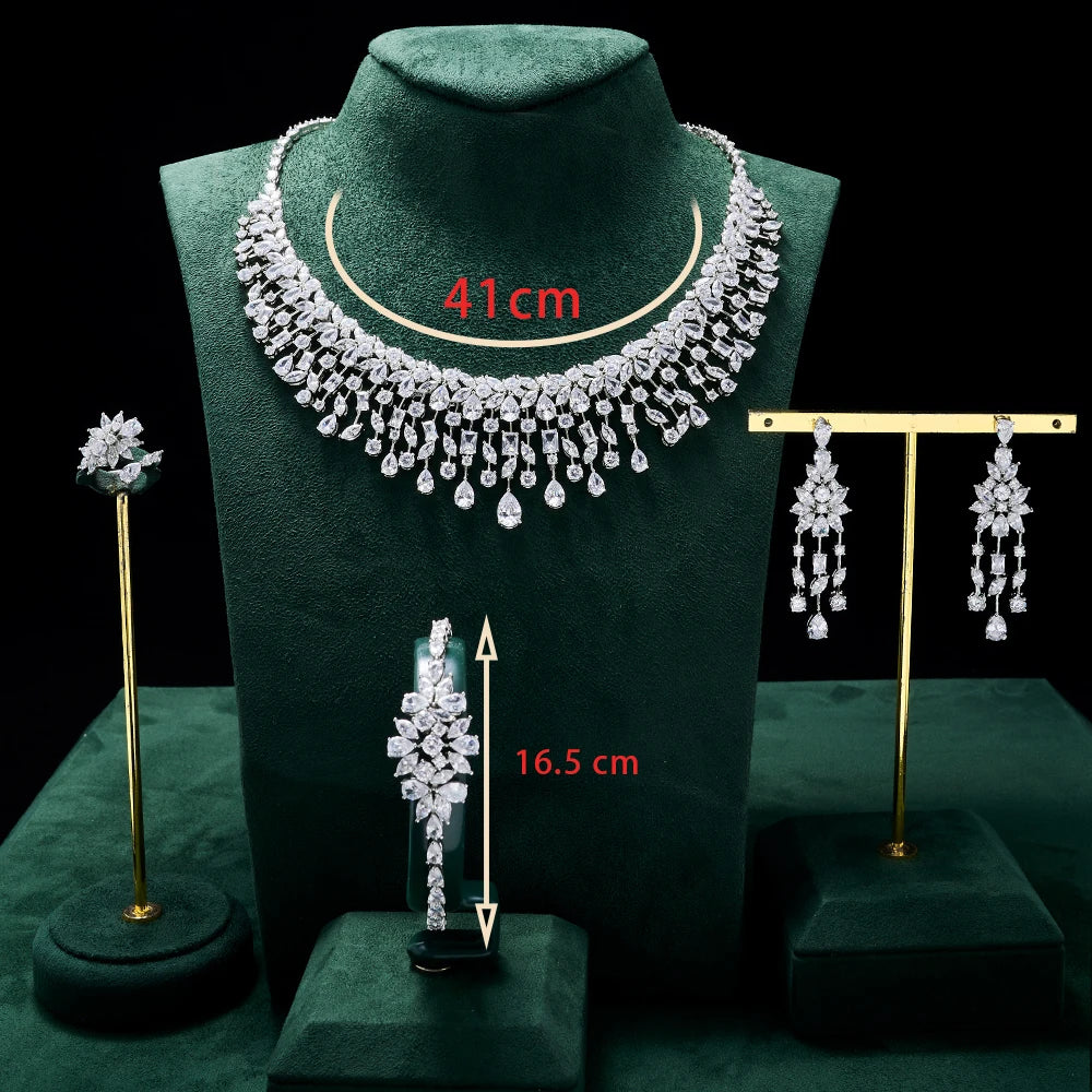Luxury Cubic Zirconia Bridal Jewellery Set for Women Wedding Necklace