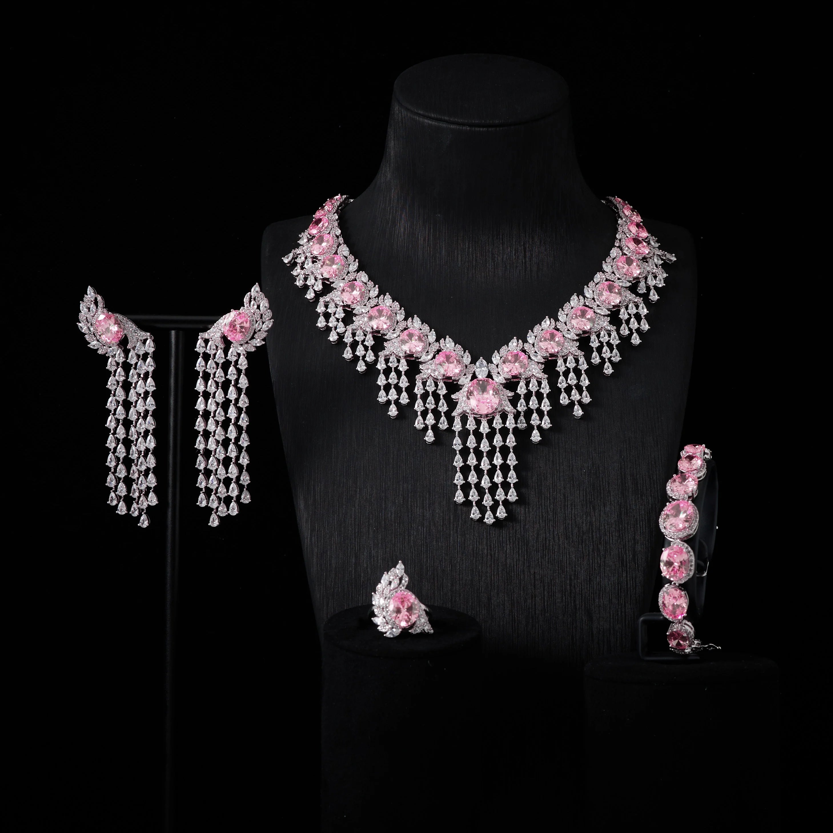 Luxury Cubic Zirconia Jewellery Set for Women | Dubai &amp; Saudi Bridal Necklace Set