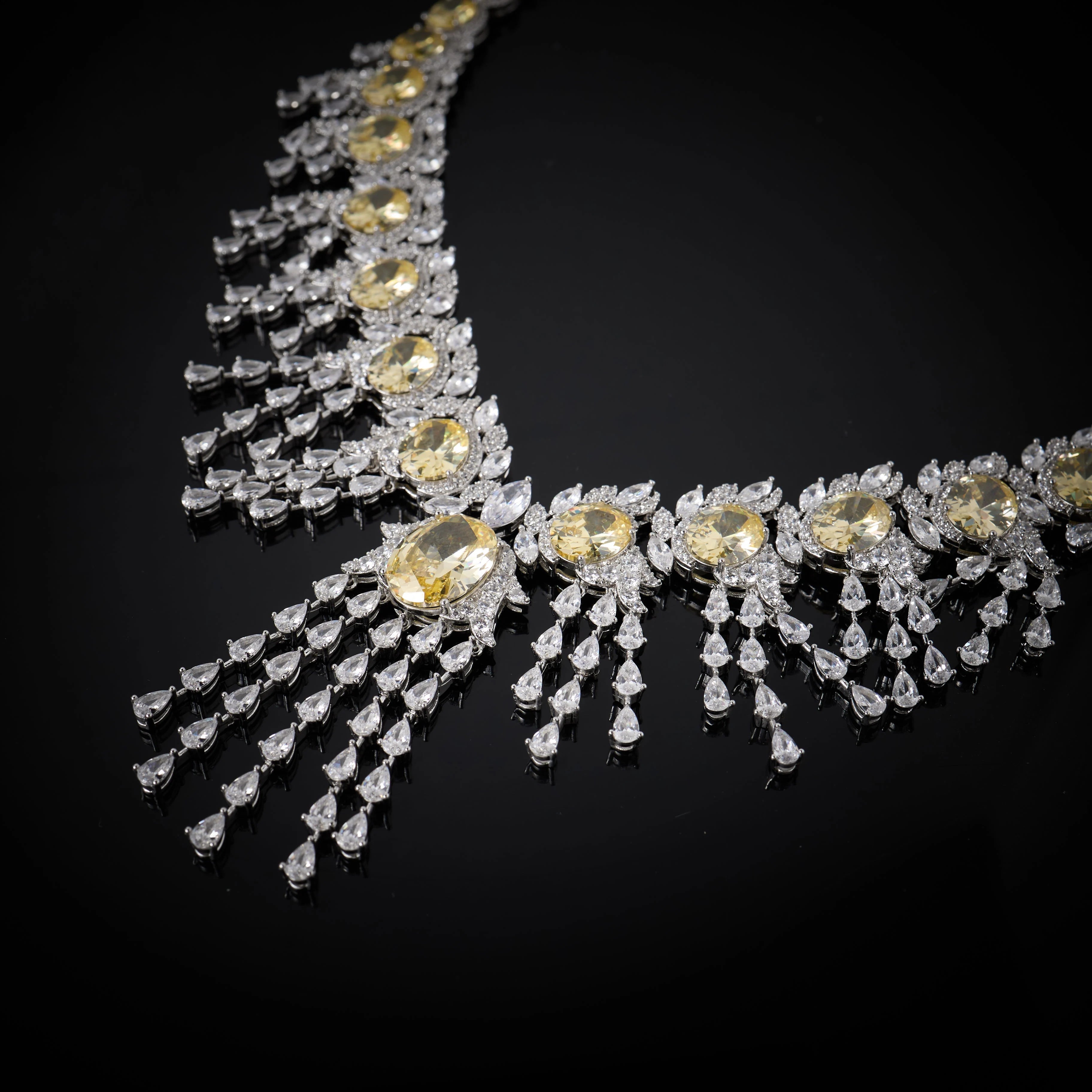 Luxury Cubic Zirconia Jewellery Set for Women | Dubai &amp; Saudi Bridal Necklace Set