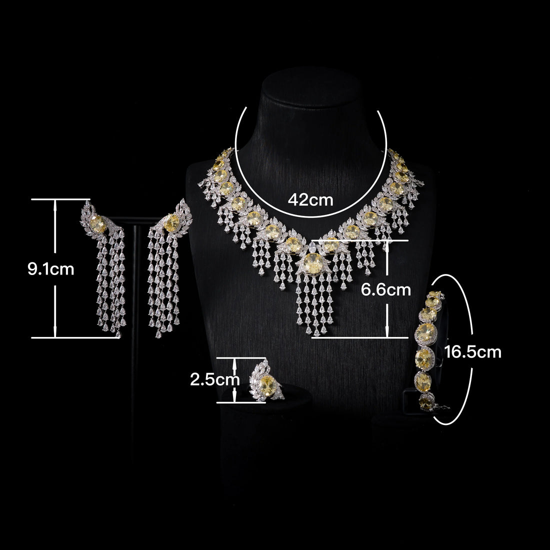 Luxury Cubic Zirconia Jewellery Set for Women | Dubai &amp; Saudi Bridal Necklace Set