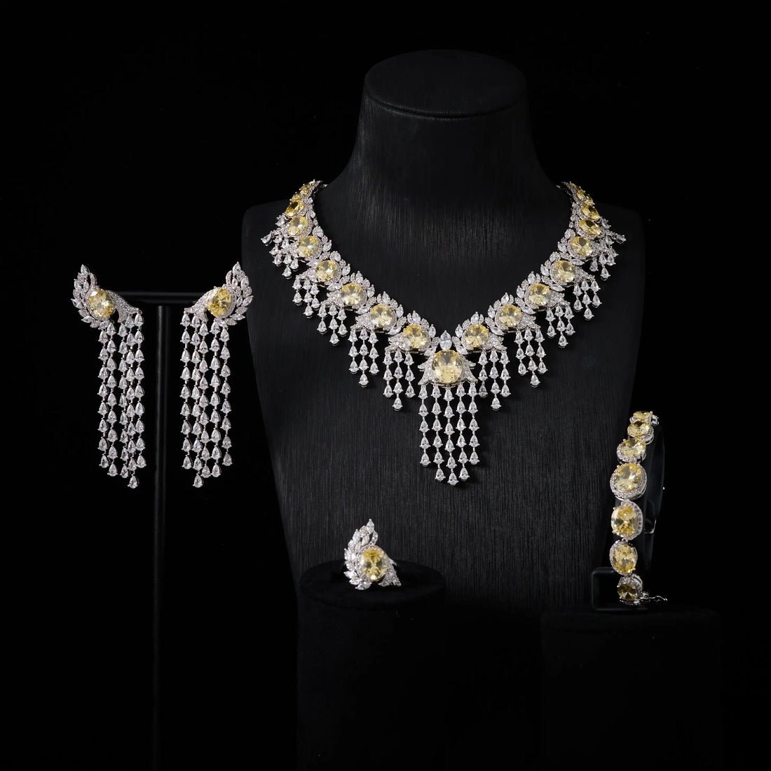 Luxury Cubic Zirconia Jewellery Set for Women | Dubai &amp; Saudi Bridal Necklace Set