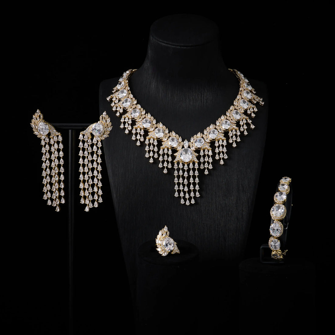 Luxury Cubic Zirconia Jewellery Set for Women | Dubai &amp; Saudi Bridal Necklace Set