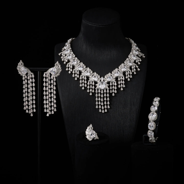 Luxury Cubic Zirconia Jewellery Set for Women | Dubai &amp; Saudi Bridal Necklace Set