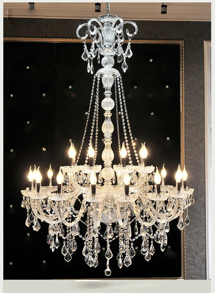 Luxury Extra Long Crystal Chandelier – Grand Staircase & Lamp; Lobby Lighting