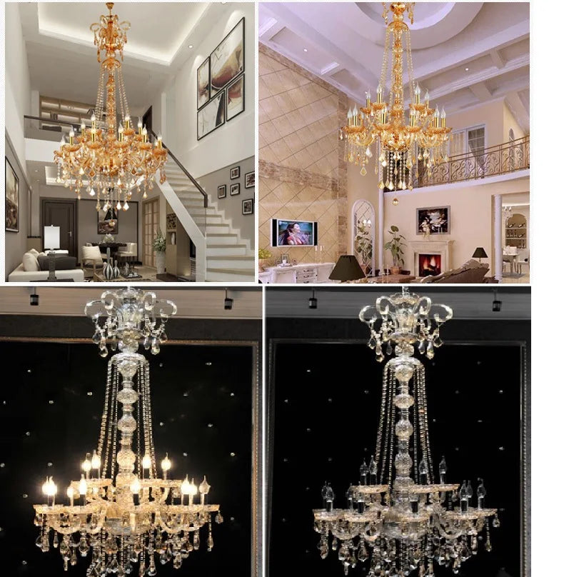 Luxury Extra Long Crystal Chandelier – Grand Staircase & Lamp; Lobby Lighting