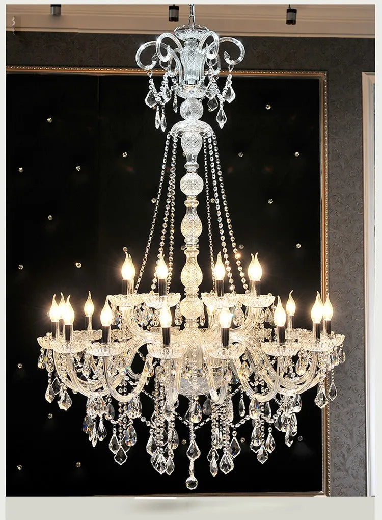Luxury Extra Long Crystal Chandelier – Grand Staircase & Lamp; Lobby Lighting