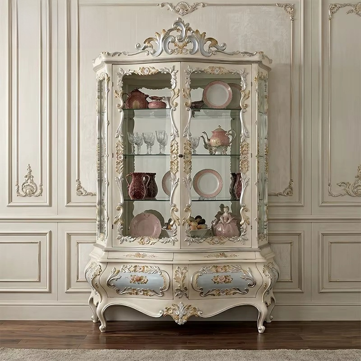 Royal French Creamy White & Gold Gilded Dining Set – Carved Table & Chairs