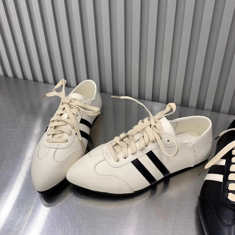 Luxury Genuine Leather Pointed Toe Women’s Shoes - Casual Sneakers