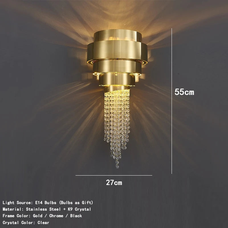 Luxury Gold Crystal Chandelier – Modern Pendant Ceiling Light for Living Room, Foyer, Home Decor