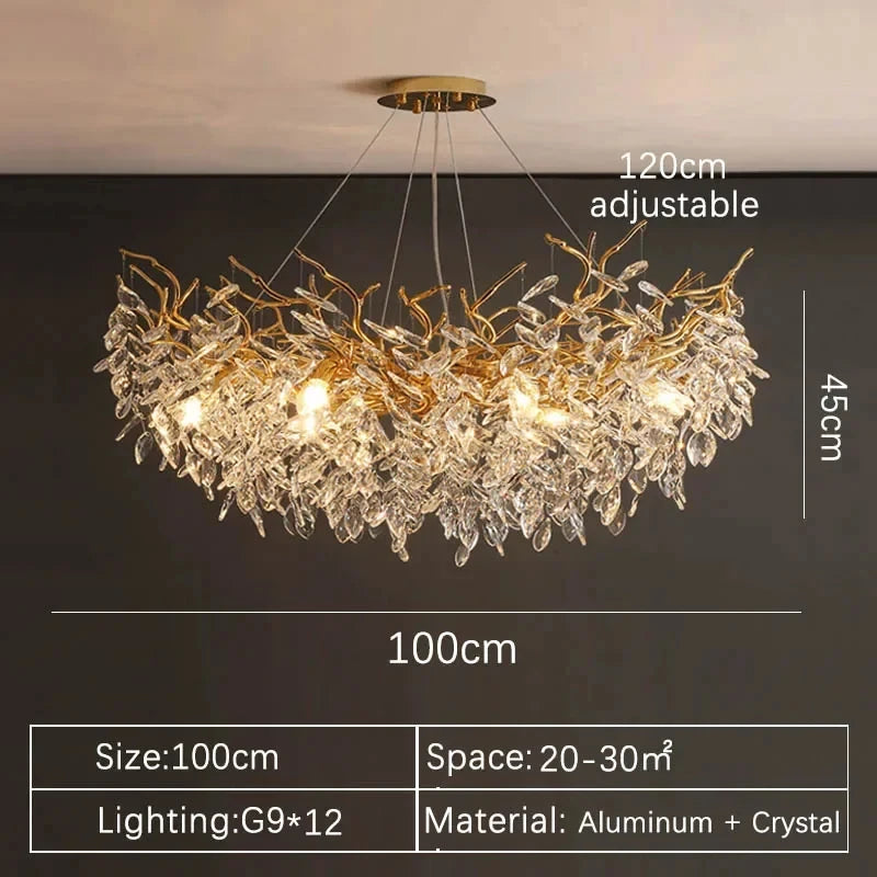 Luxury Gold Crystal LED Chandelier – Modern Villa Lighting