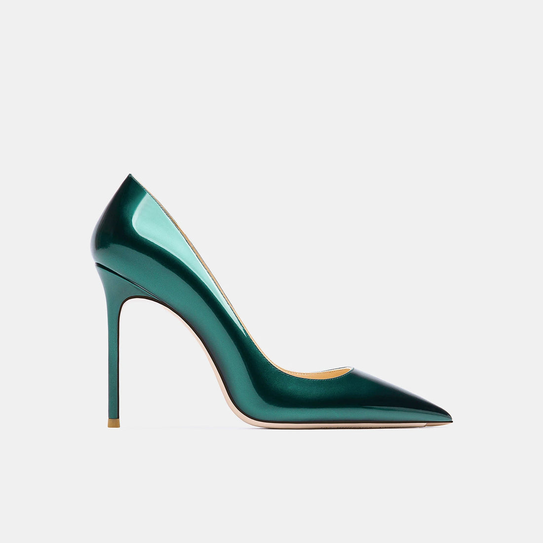 Luxury Green Patent Leather Women's High Heels – Elegant Pointed-Toe Stiletto Pumps