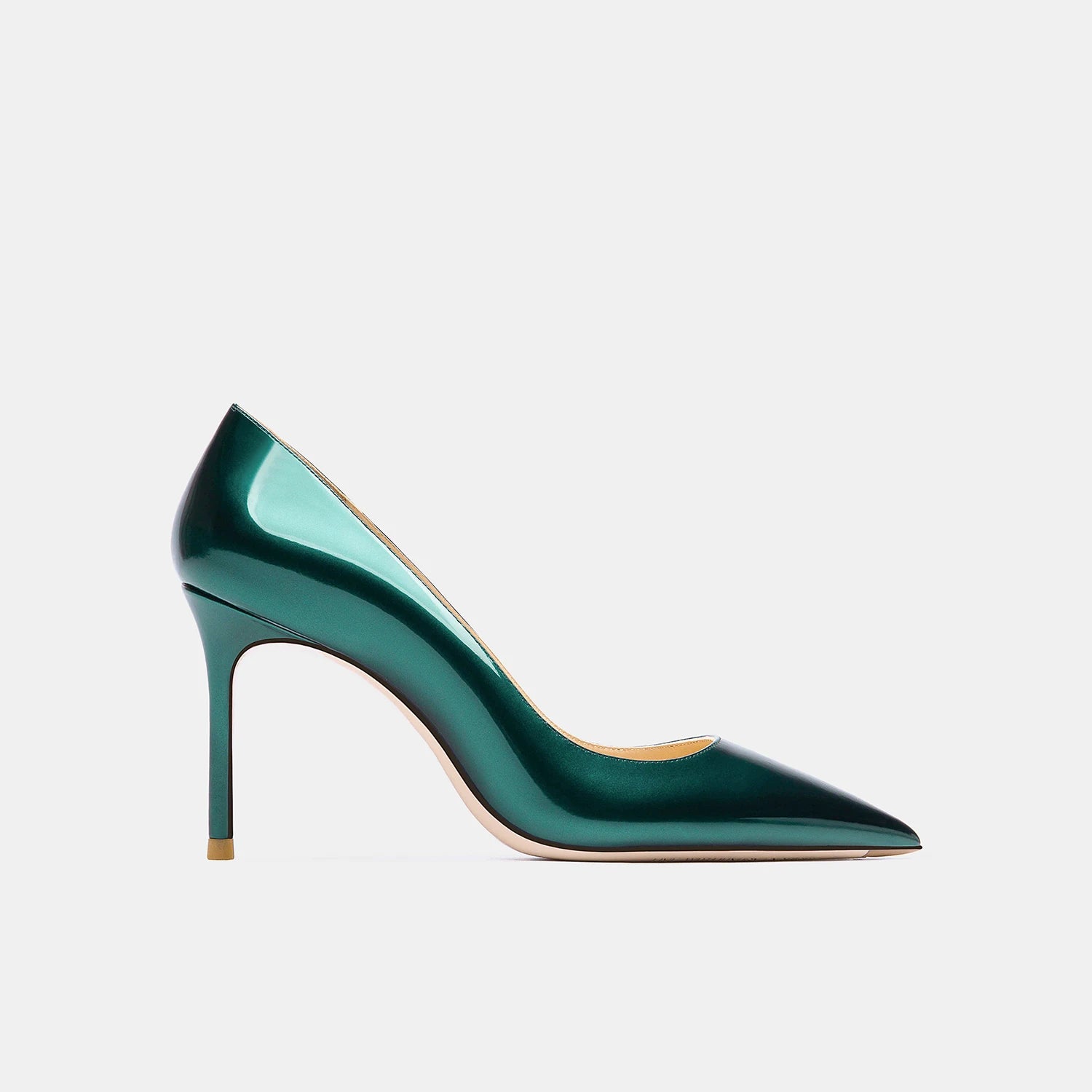 Luxury Green Patent Leather Women's High Heels – Elegant Pointed-Toe Stiletto Pumps